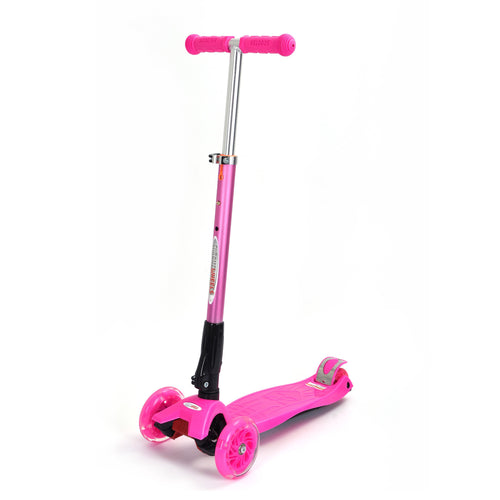 Wonder Wheels Mega GlideKick 3-Wheel Foldable Scooter With Lightup Wheels & Extendable T-Bar - Pink