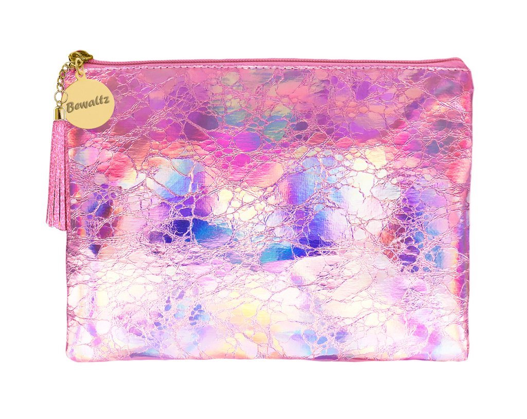 Spring Fling Large Holographic Makeup Pouch - Pink