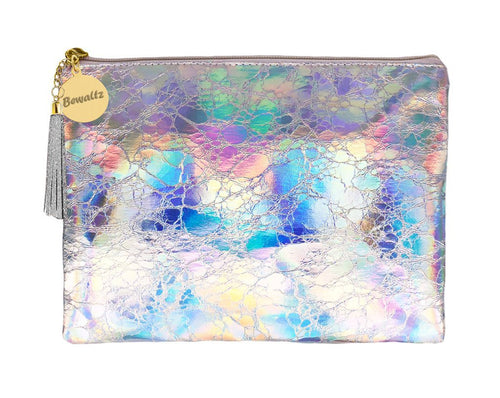 Spring Fling Large Holographic Makeup Pouch - Silver